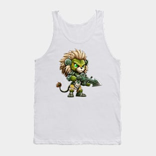 Armored Angry Lion Holding a Riffle Tank Top